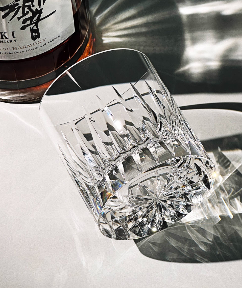 Ly whisky pha lê K9 250ml chế tác thủ công Edo Kiriko mẫu Great Britain Vianasa VS2232