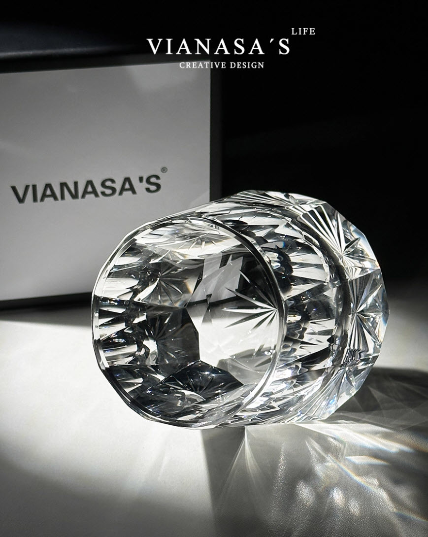 Ly whisky pha lê K9 200ml chế tác thủ công Edo Kiriko mẫu Zeus Stone Vianasa VS3432