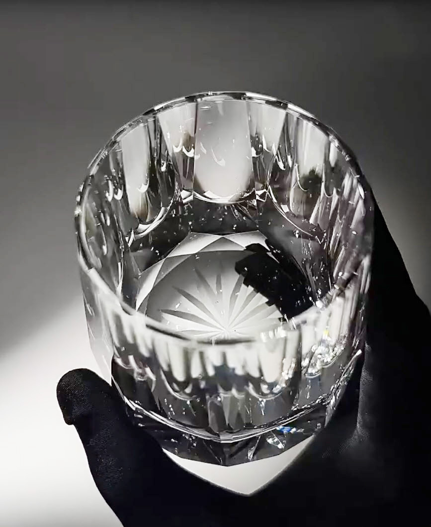 Ly whisky pha lê K9 200ml chế tác thủ công Edo Kiriko mẫu Zeus Stone Vianasa VS3432