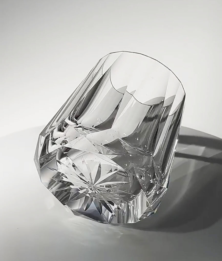 Ly whisky pha lê K9 200ml chế tác thủ công Edo Kiriko mẫu Zeus Stone Vianasa VS3432