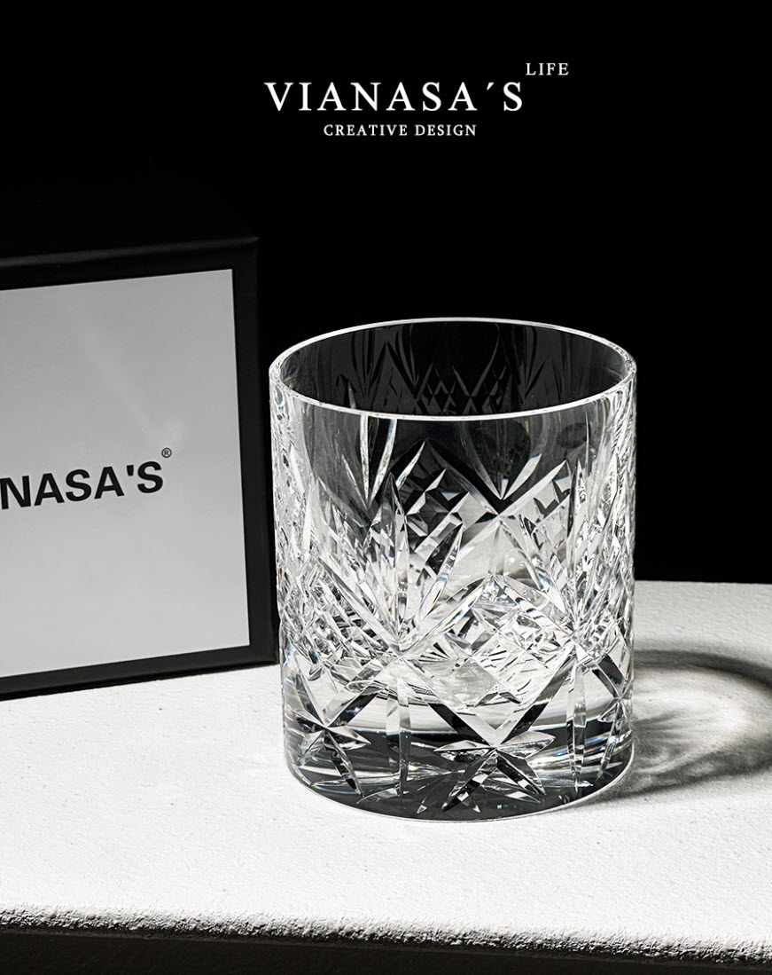 Ly whisky pha lê 250ml chế tác thủ công Edo Kiriko mẫu K9 Flower Vianasa VS2235