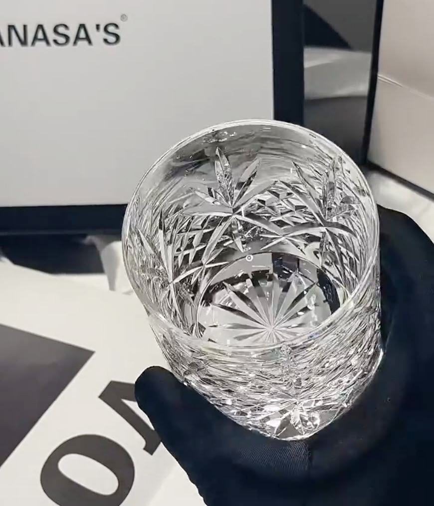 Ly whisky pha lê 250ml chế tác thủ công Edo Kiriko mẫu K9 Flower Vianasa VS2235