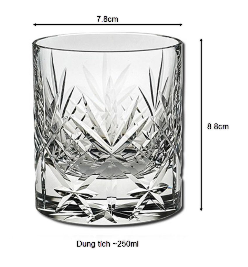 Ly whisky pha lê 250ml chế tác thủ công Edo Kiriko mẫu K9 Flower Vianasa VS2235