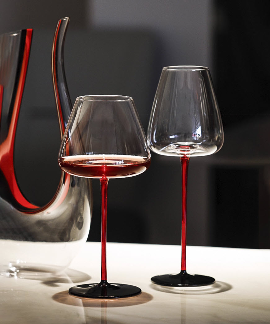 Ly vang đỏ pha lê 580ml chế tác thủ công Edo Kiriko mẫu British Burgundy Light Vianasa VS32323