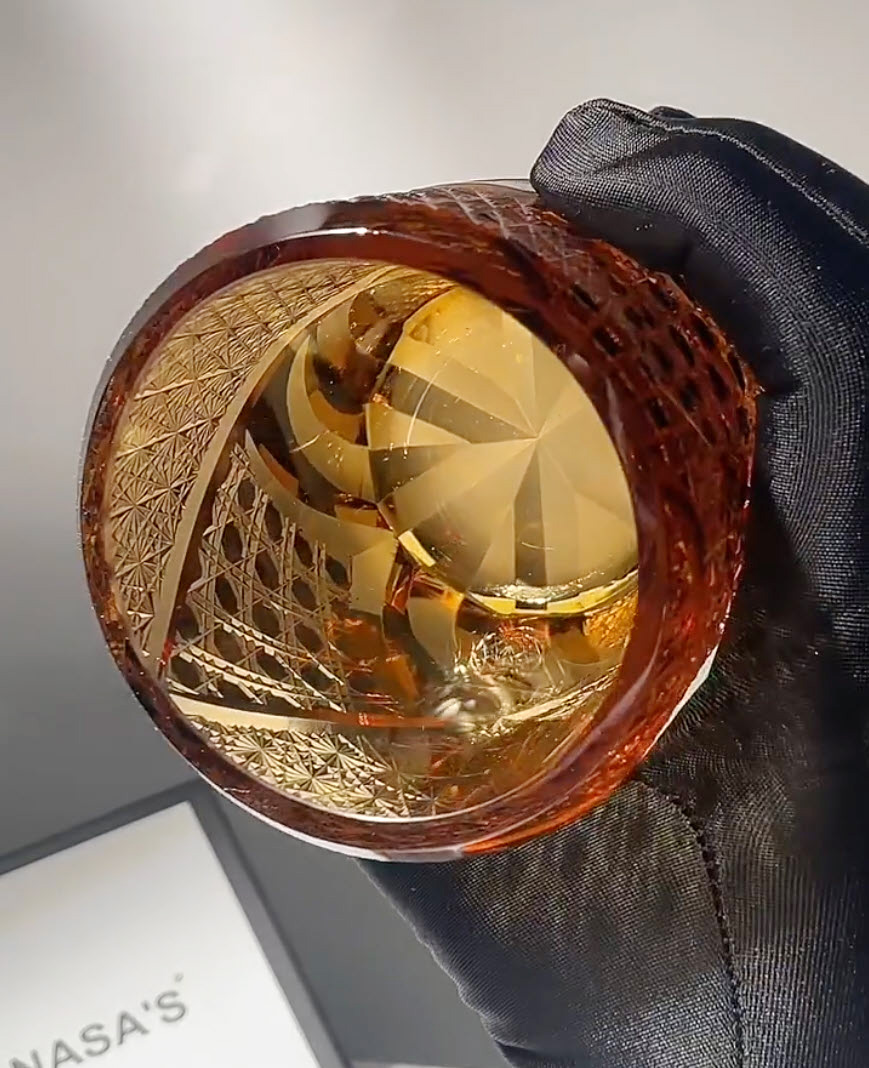 Ly wishky pha lê 280ml chế tác thủ công Edo Kiriko mẫu Black Samurai Vianasa VS32323