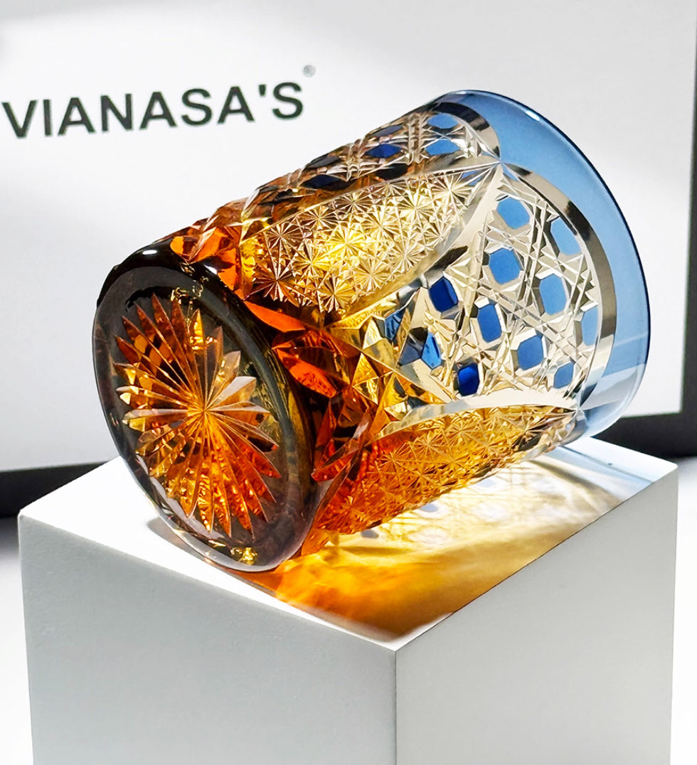 Ly wishky pha lê 280ml chế tác thủ công Edo Kiriko mẫu Sunset Song Vianasa VS2323C