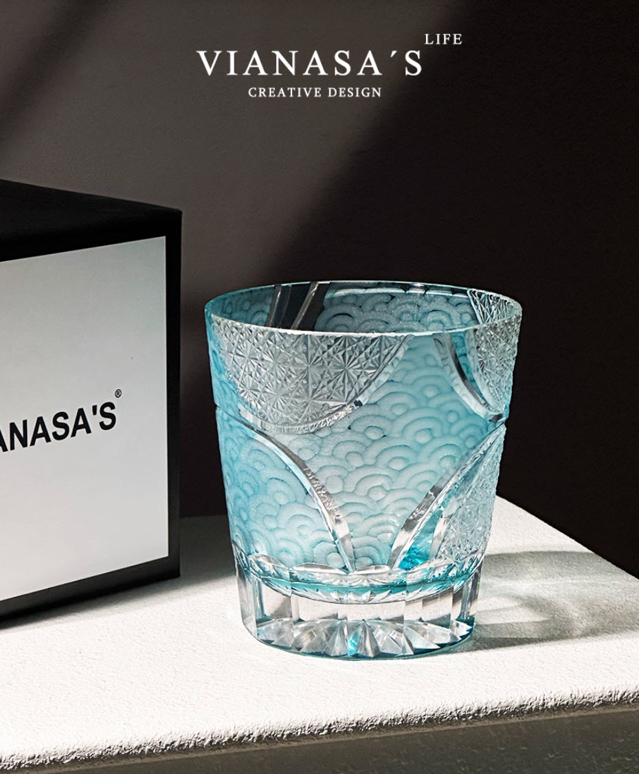 Ly wishky pha lê 280ml chế tác thủ công Edo Kiriko mẫu Clown Sand Vianasa VS2323D