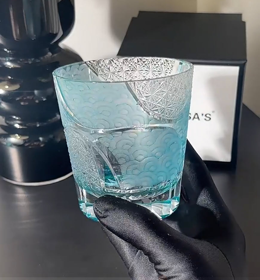 Ly wishky pha lê 280ml chế tác thủ công Edo Kiriko mẫu Clown Sand Vianasa VS2323D