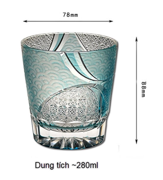 Ly wishky pha lê 280ml chế tác thủ công Edo Kiriko mẫu Clown Sand Vianasa VS2323D