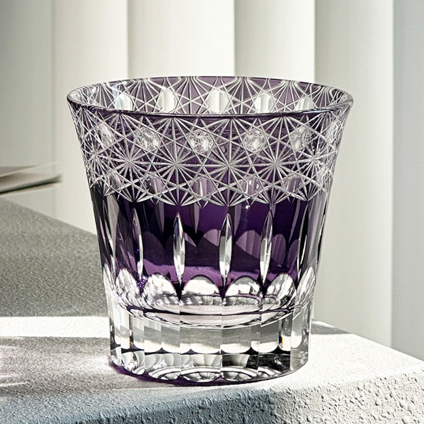 Ly wishky pha lê 260ml chế tác thủ công Edo Kiriko mẫu Violet Vianasa VS1222