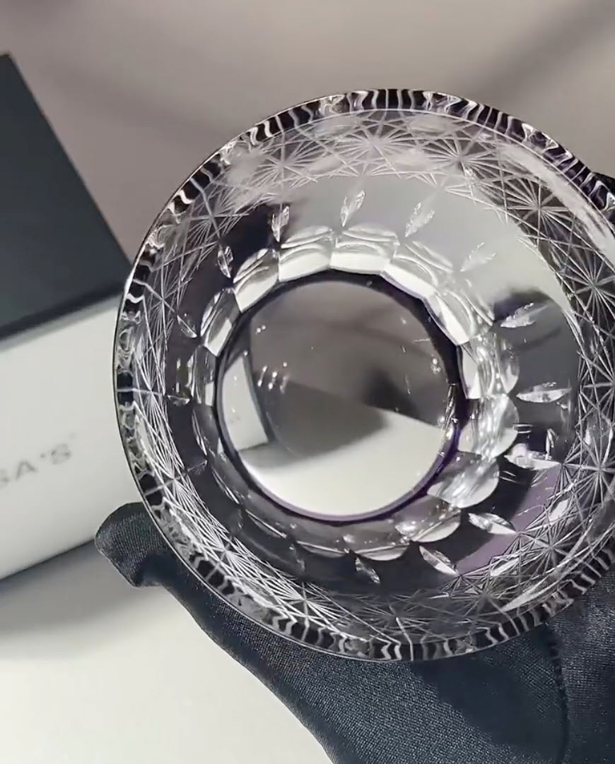 Ly wishky pha lê 260ml chế tác thủ công Edo Kiriko mẫu Violet Vianasa VS1222