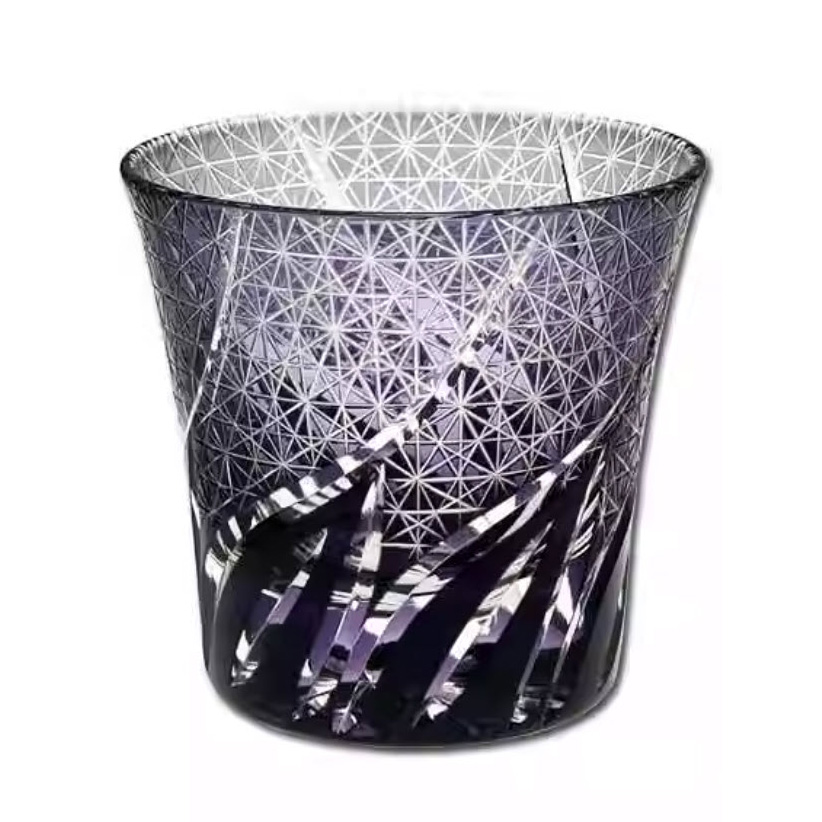 Ly wishky pha lê 260ml chế tác thủ công Edo Kiriko mẫu Purple Cloud Vianasa VS3213