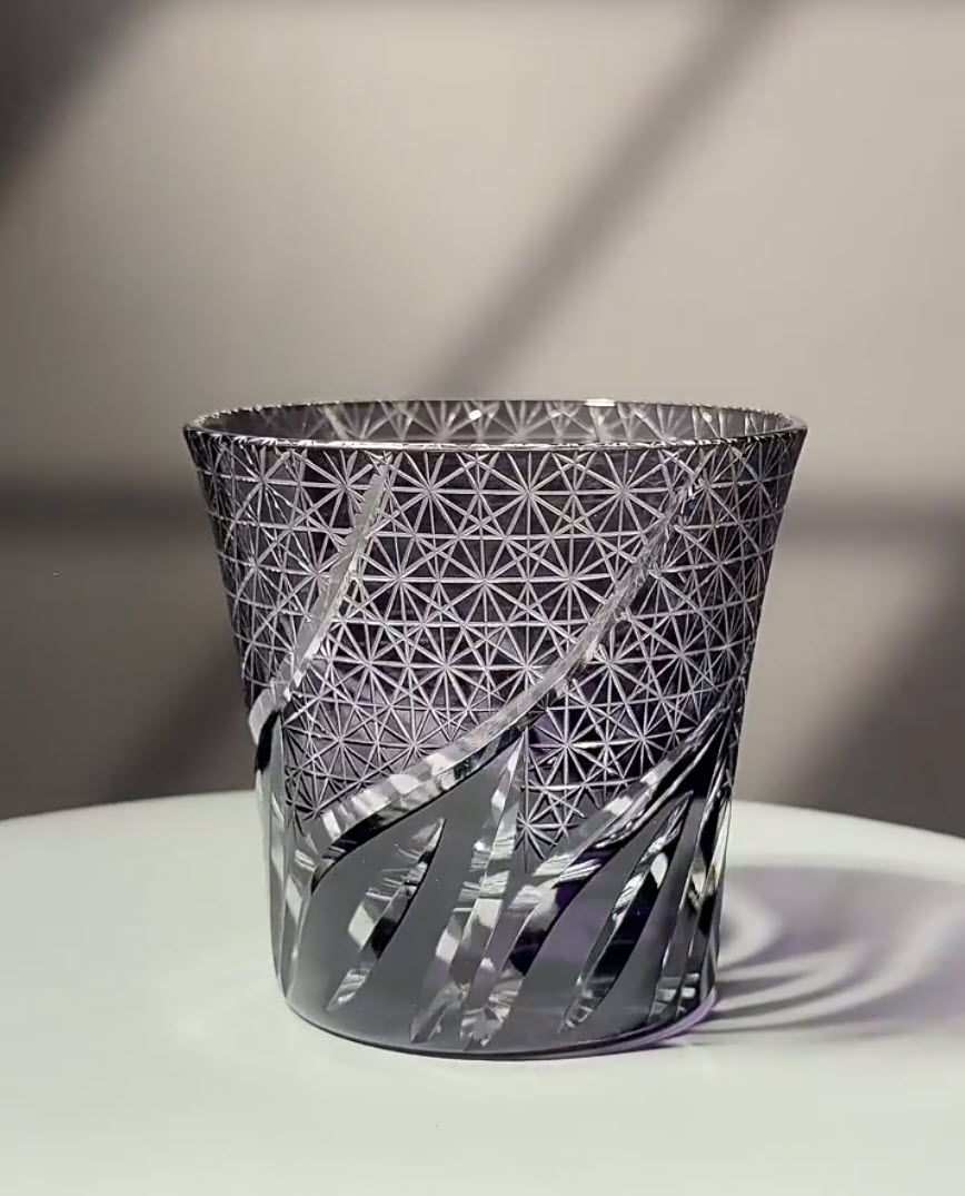 Ly wishky pha lê 260ml chế tác thủ công Edo Kiriko mẫu Purple Cloud Vianasa VS3213