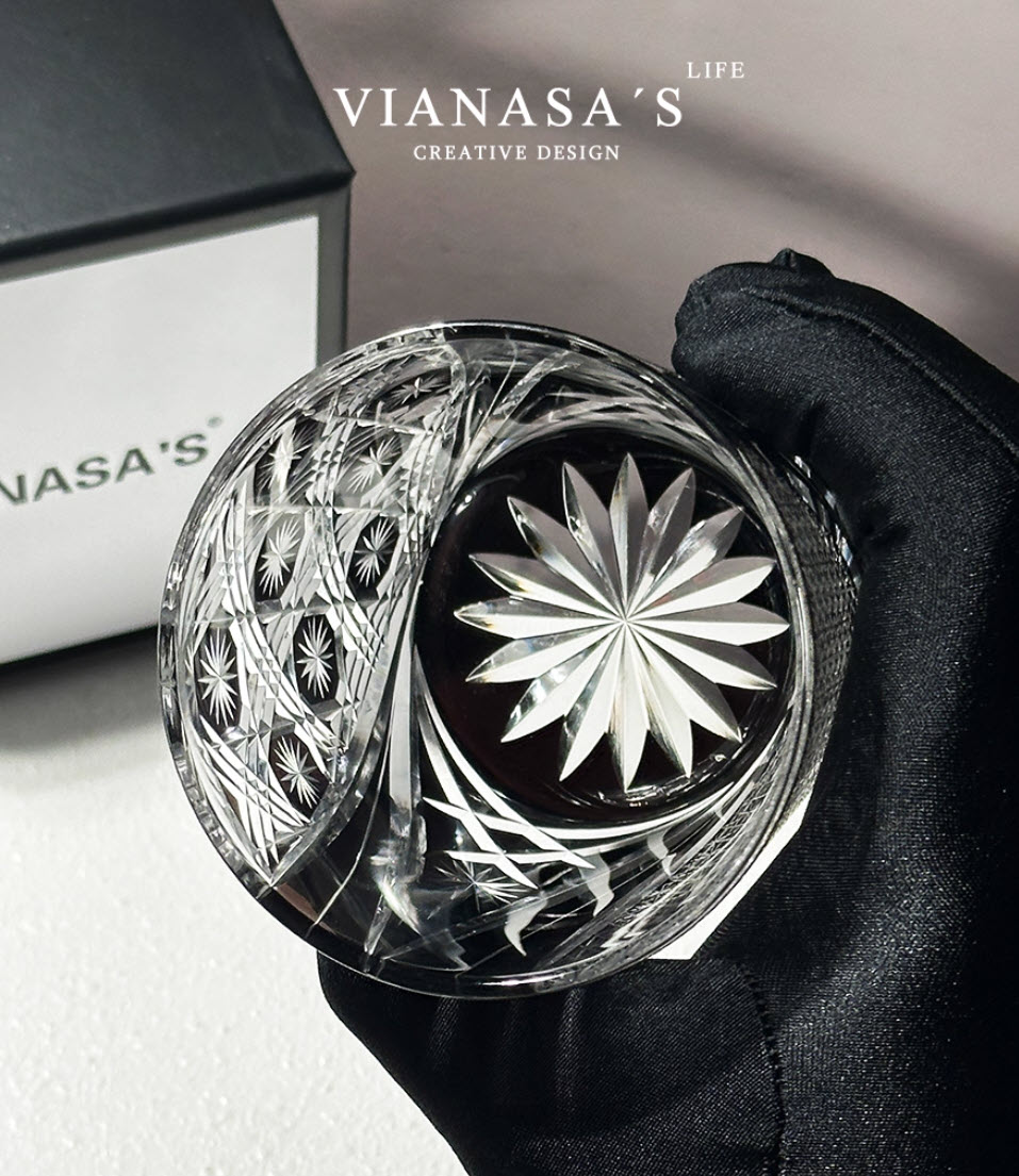 Ly wishky pha lê 280ml chế tác thủ công Edo Kiriko mẫu Day&Night Vianasa VS9898