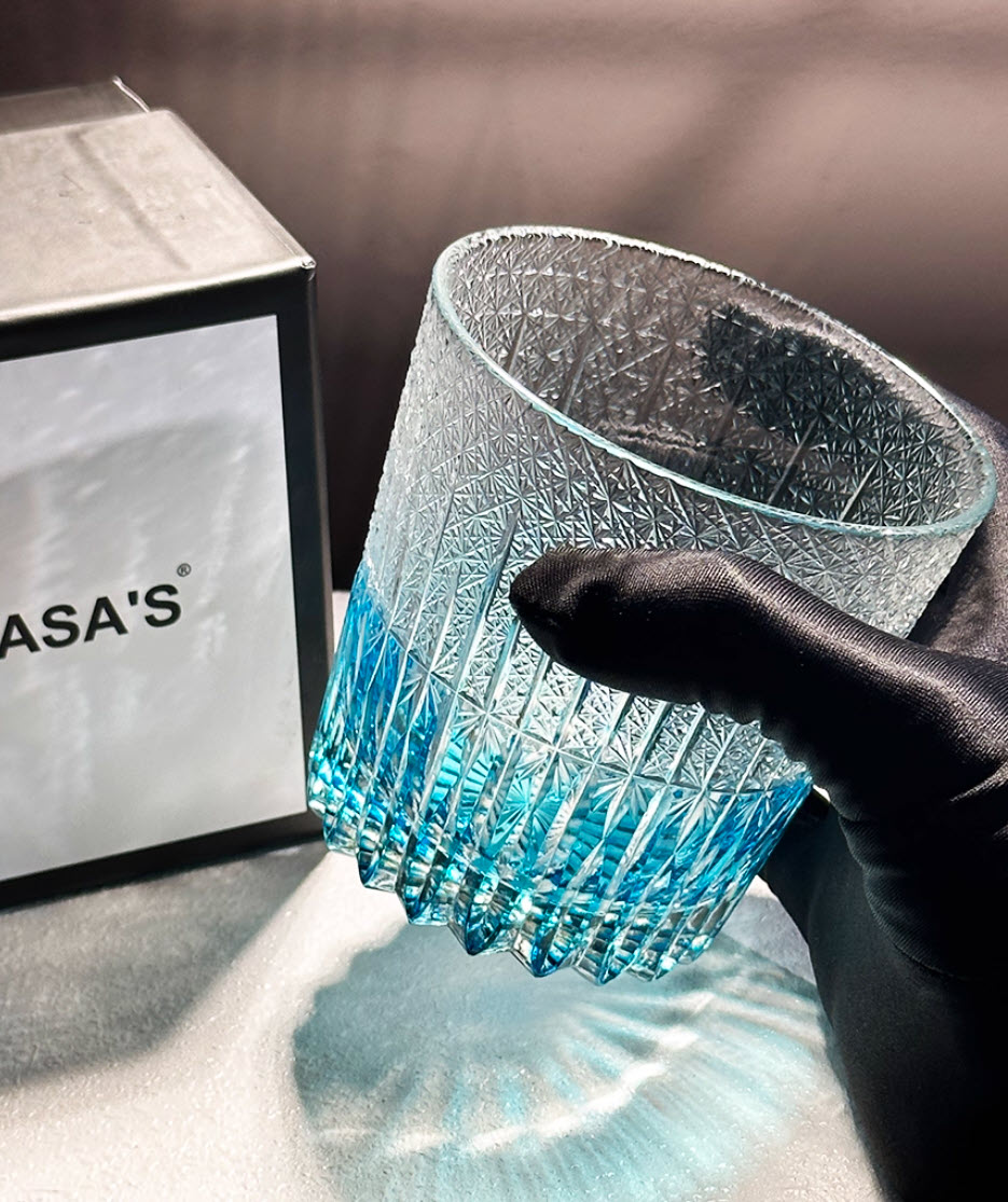 Ly wishky pha lê 330ml chế tác thủ công Edo Kiriko mẫu Northern Lights Vianasa VS3434B