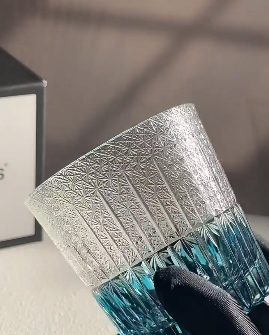 Ly wishky pha lê 330ml chế tác thủ công Edo Kiriko mẫu Northern Lights Vianasa VS3434B