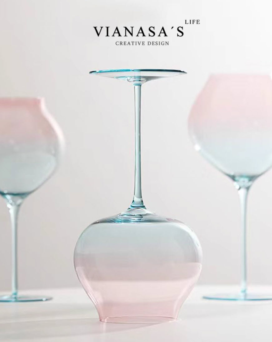 Ly vang pha lê mẫu Peach Blossom Gradient chế tác thủ công Vianasa VS56565