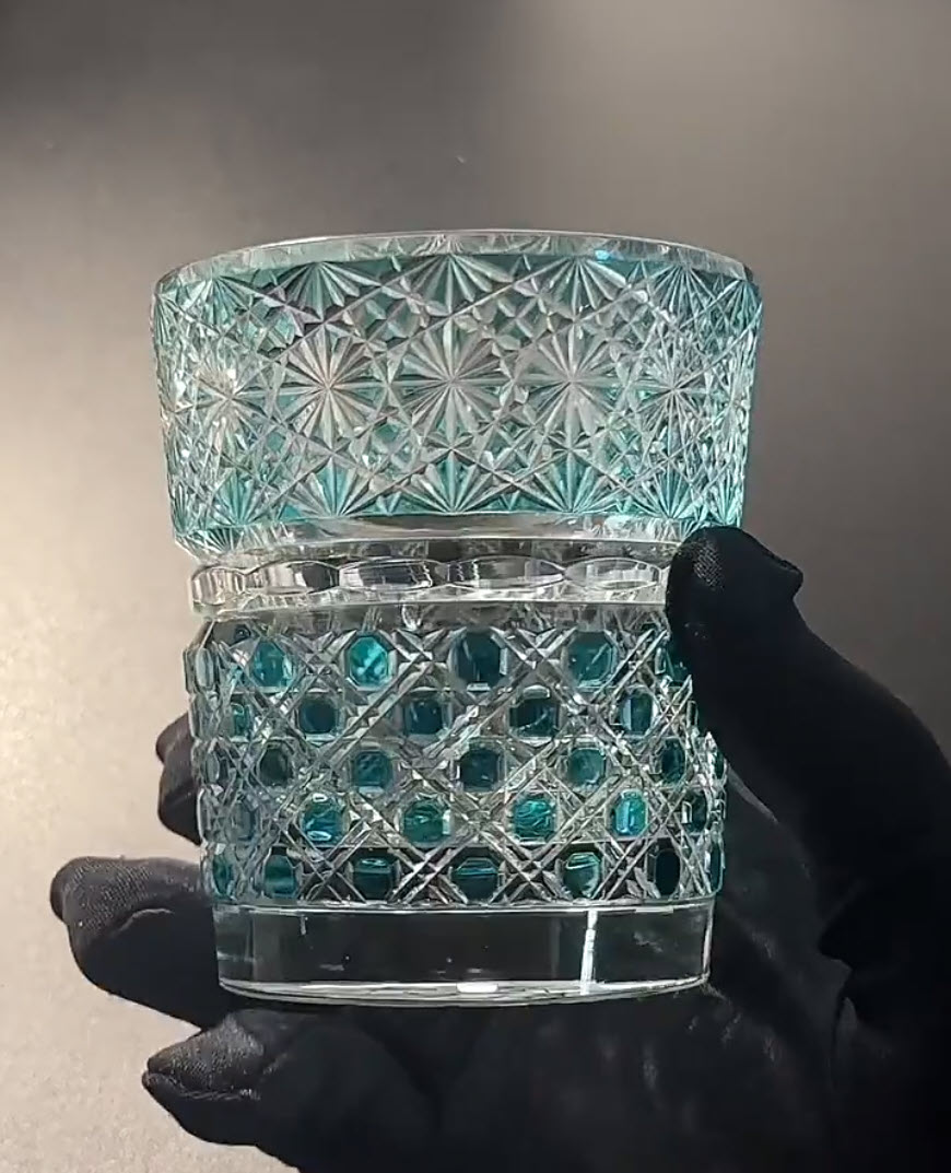 Ly wishky pha lê 280ml chế tác thủ công Edo Kiriko mẫu Gemstone Vianasa VS2323E