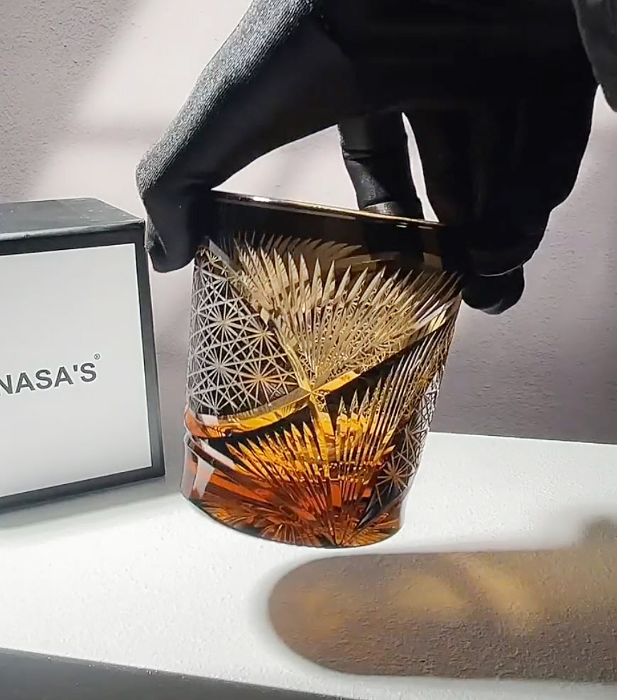 Ly wishky pha lê 280ml chế tác thủ công Edo Kiriko mẫu Tsuru Feather Vianasa VS3434C