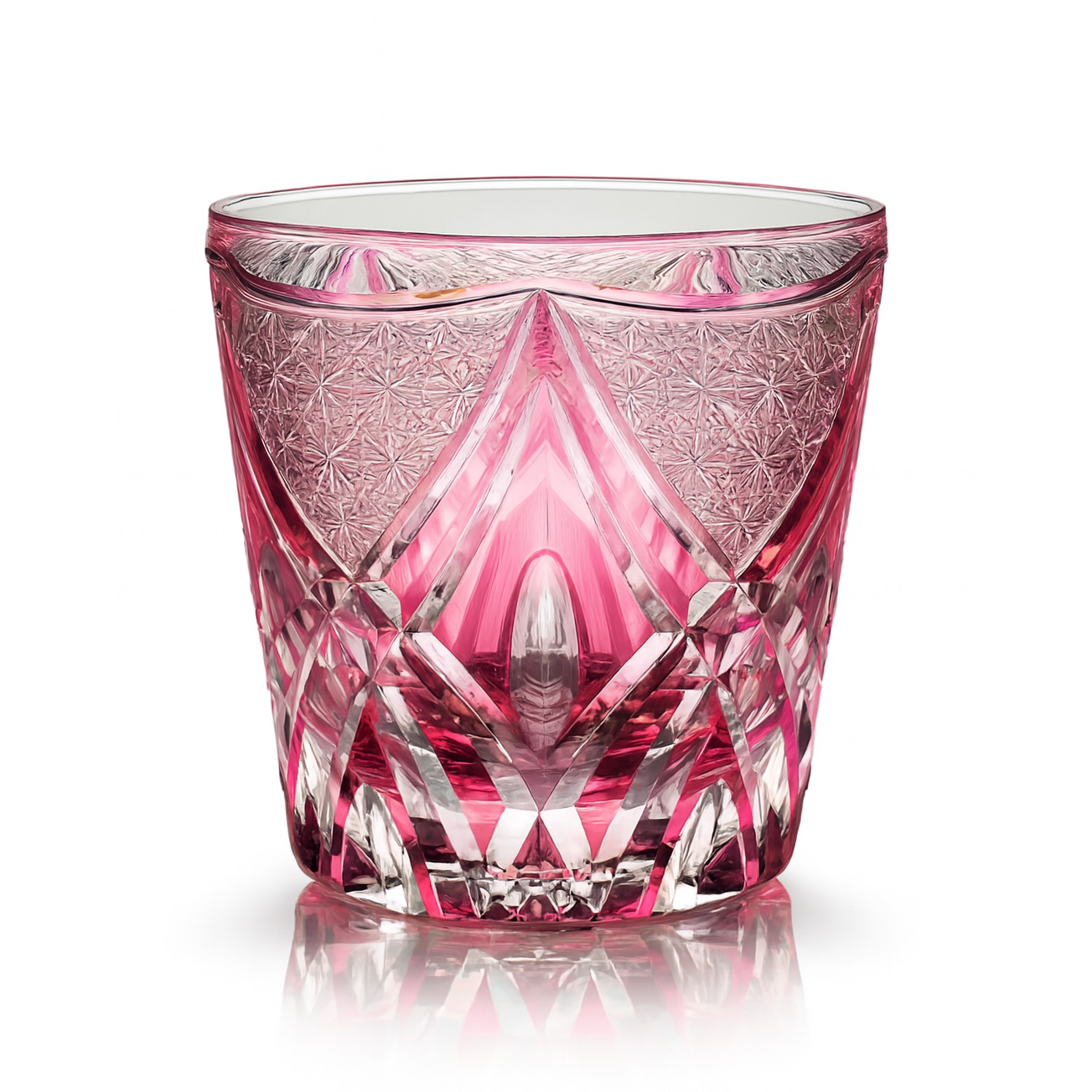 Ly wishky pha lê 300ml chế tác thủ công Edo Kiriko mẫu Red Fire Vianasa VS42324