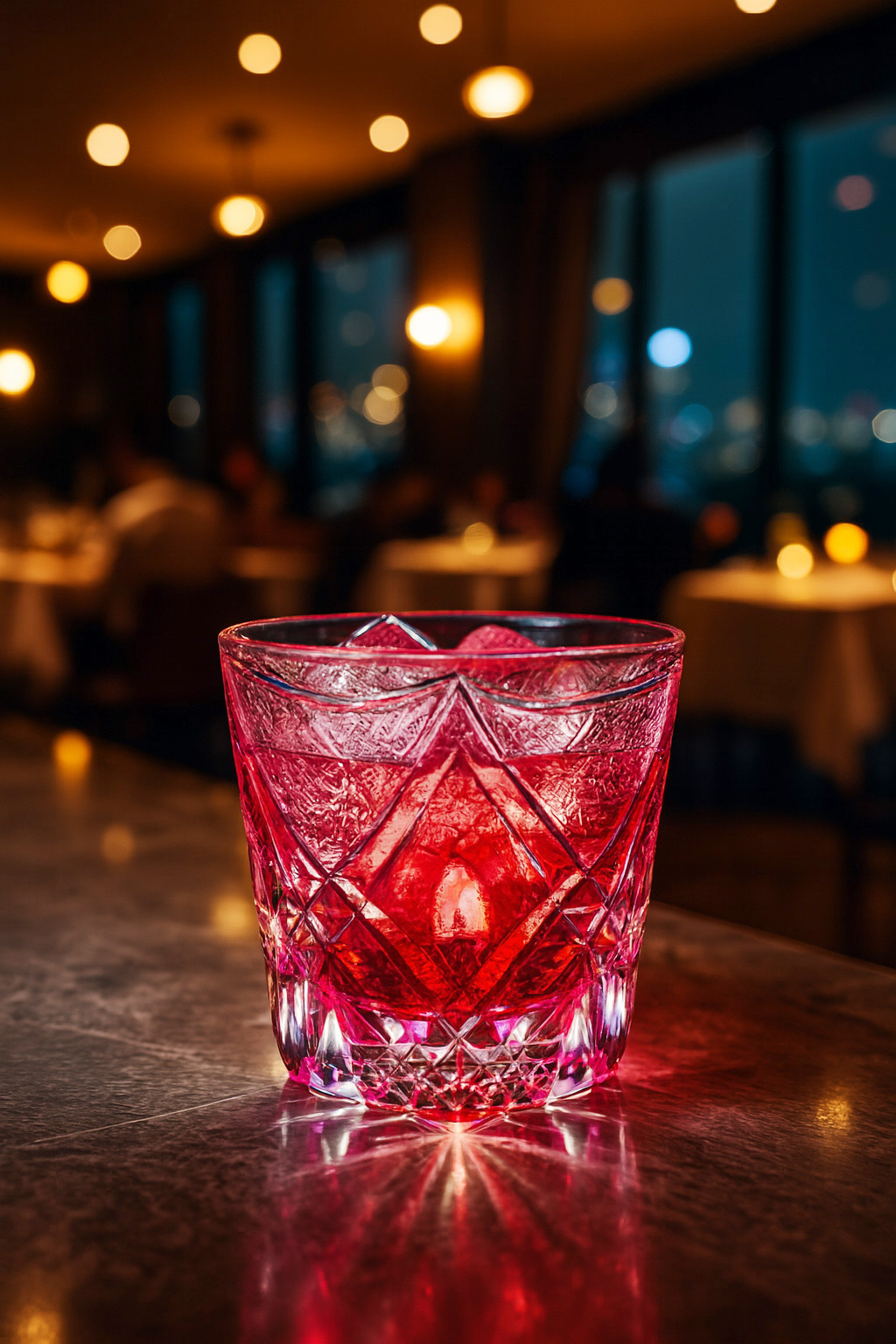 Ly wishky pha lê 300ml chế tác thủ công Edo Kiriko mẫu Red Fire Vianasa VS42324