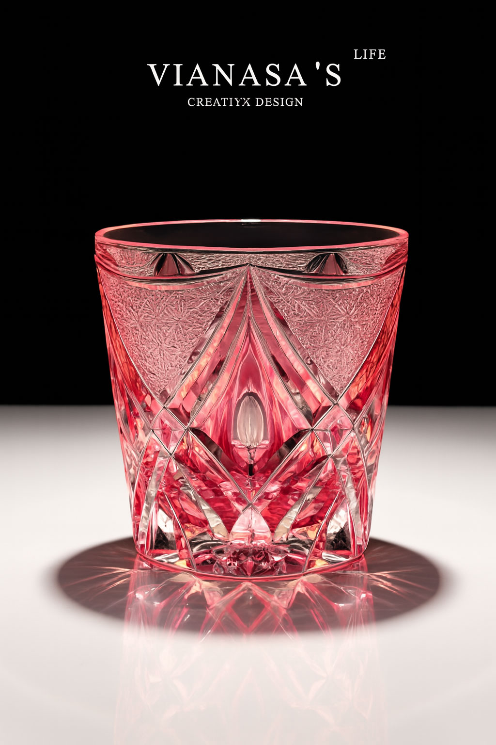 Ly wishky pha lê 300ml chế tác thủ công Edo Kiriko mẫu Red Fire Vianasa VS42324