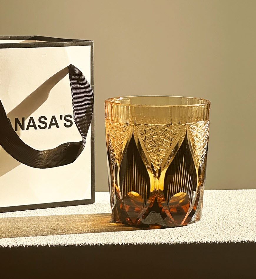 Ly wishky pha lê 250ml chế tác thủ công Edo Kiriko mẫu Chrysanthemum Vianasa VS433434