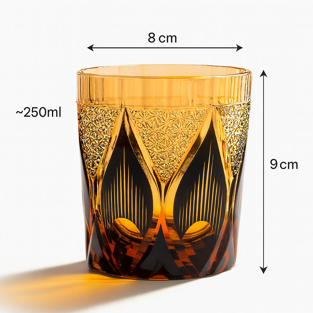 Ly wishky pha lê 250ml chế tác thủ công Edo Kiriko mẫu Chrysanthemum Vianasa VS433434