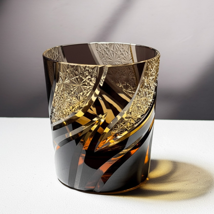 Ly wishky pha lê 280ml chế tác thủ công Edo Kiriko mẫu Hurricane Vianasa VS6565