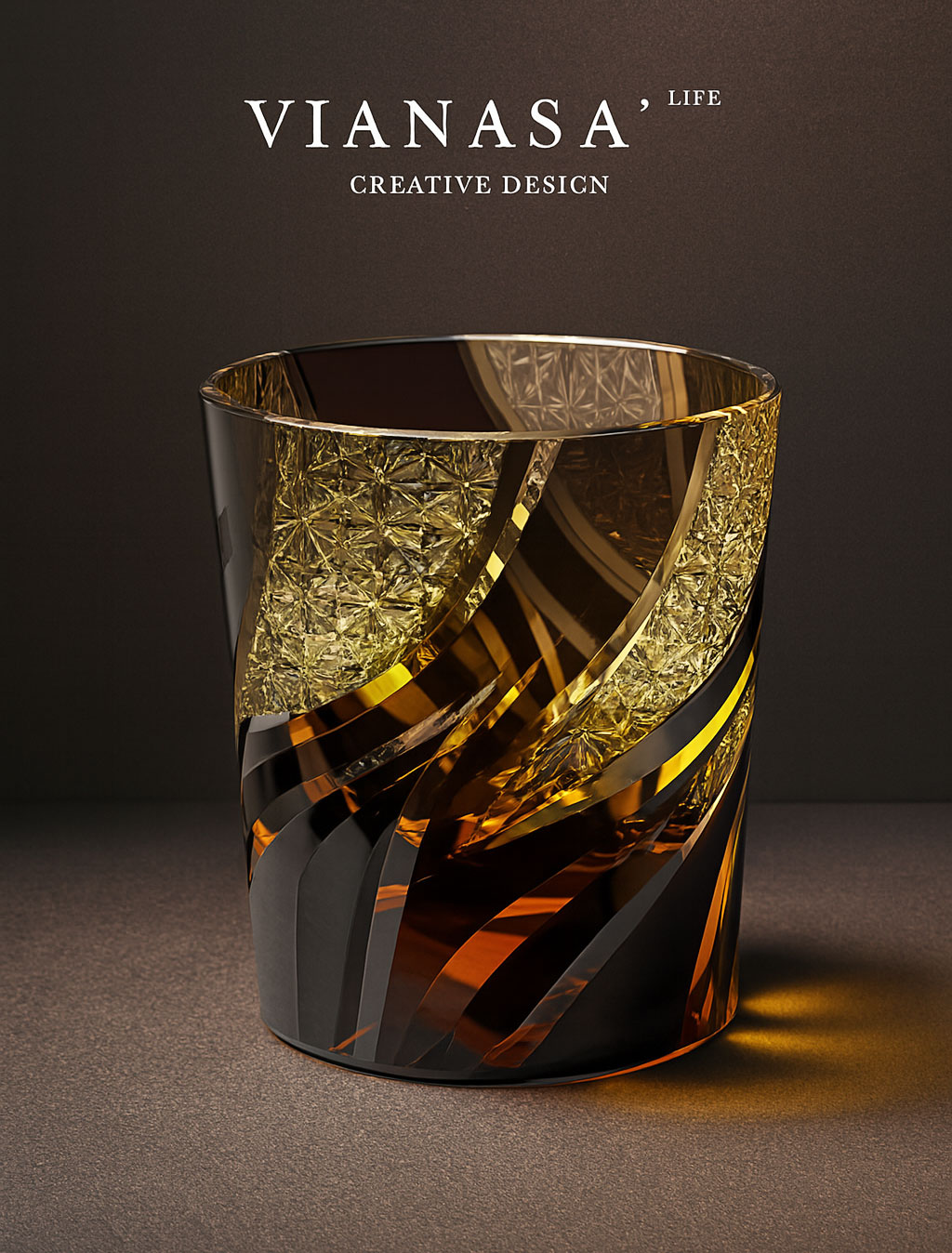 Ly wishky pha lê 280ml chế tác thủ công Edo Kiriko mẫu Hurricane Vianasa VS6565