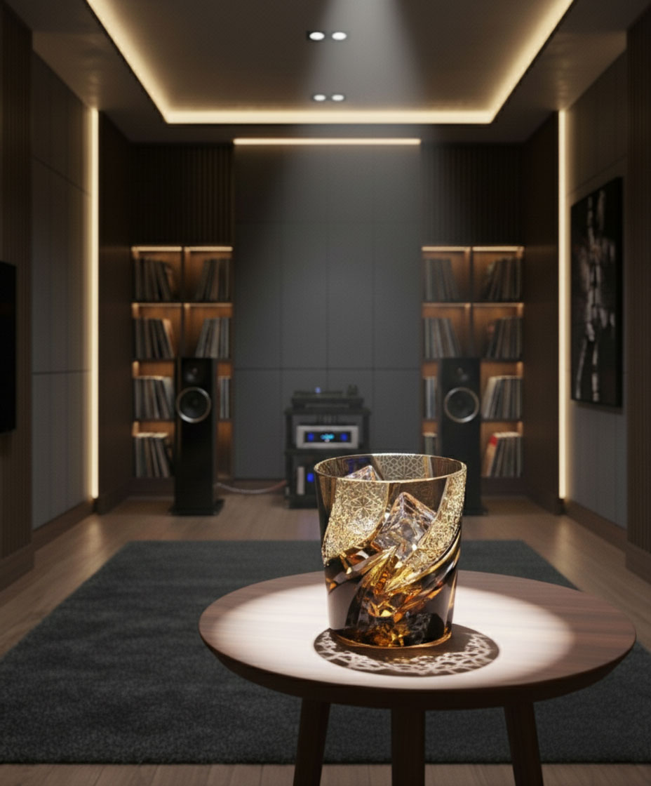 Ly wishky pha lê 280ml chế tác thủ công Edo Kiriko mẫu Hurricane Vianasa VS6565