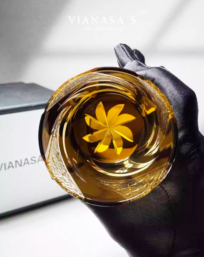 Ly wishky pha lê 280ml chế tác thủ công Edo Kiriko mẫu Hurricane Vianasa VS6565