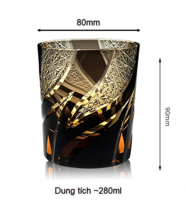 Ly wishky pha lê 280ml chế tác thủ công Edo Kiriko mẫu Hurricane Vianasa VS6565