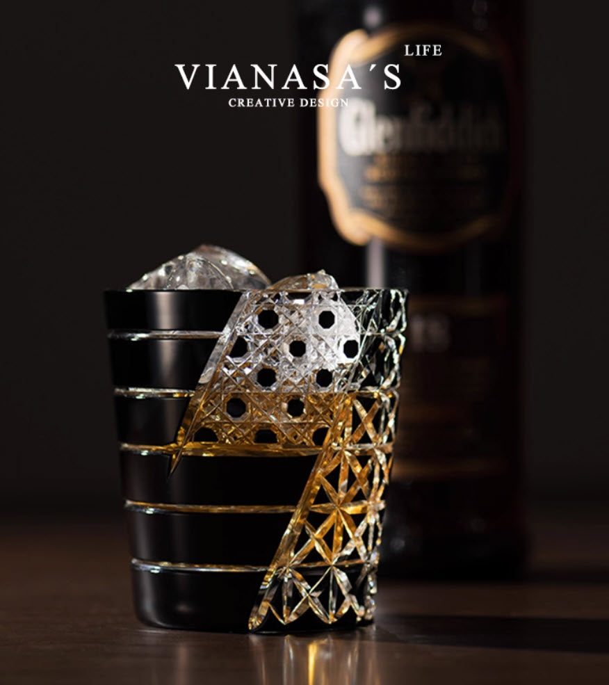 Ly wishky pha lê 280ml chế tác thủ công Edo Kiriko mẫu July Night Vianasa VS23212