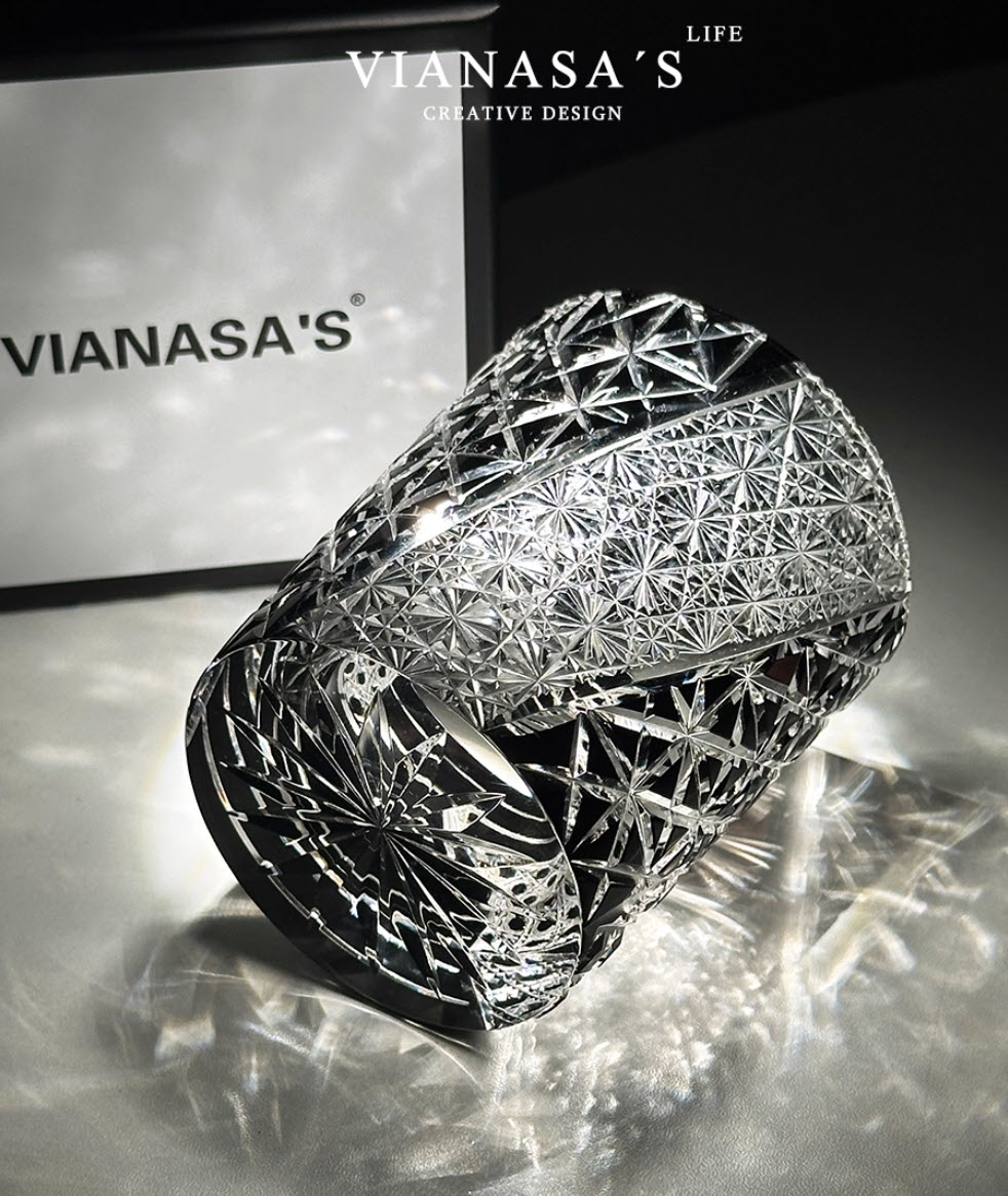 Ly wishky pha lê 280ml chế tác thủ công Edo Kiriko mẫu July Night Vianasa VS23212