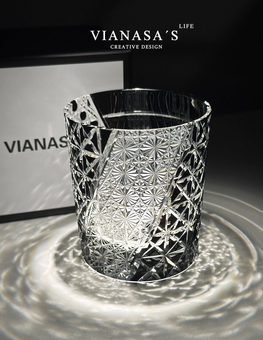 Ly wishky pha lê 280ml chế tác thủ công Edo Kiriko mẫu July Night Vianasa VS23212