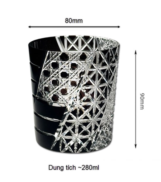 Ly wishky pha lê 280ml chế tác thủ công Edo Kiriko mẫu July Night Vianasa VS23212