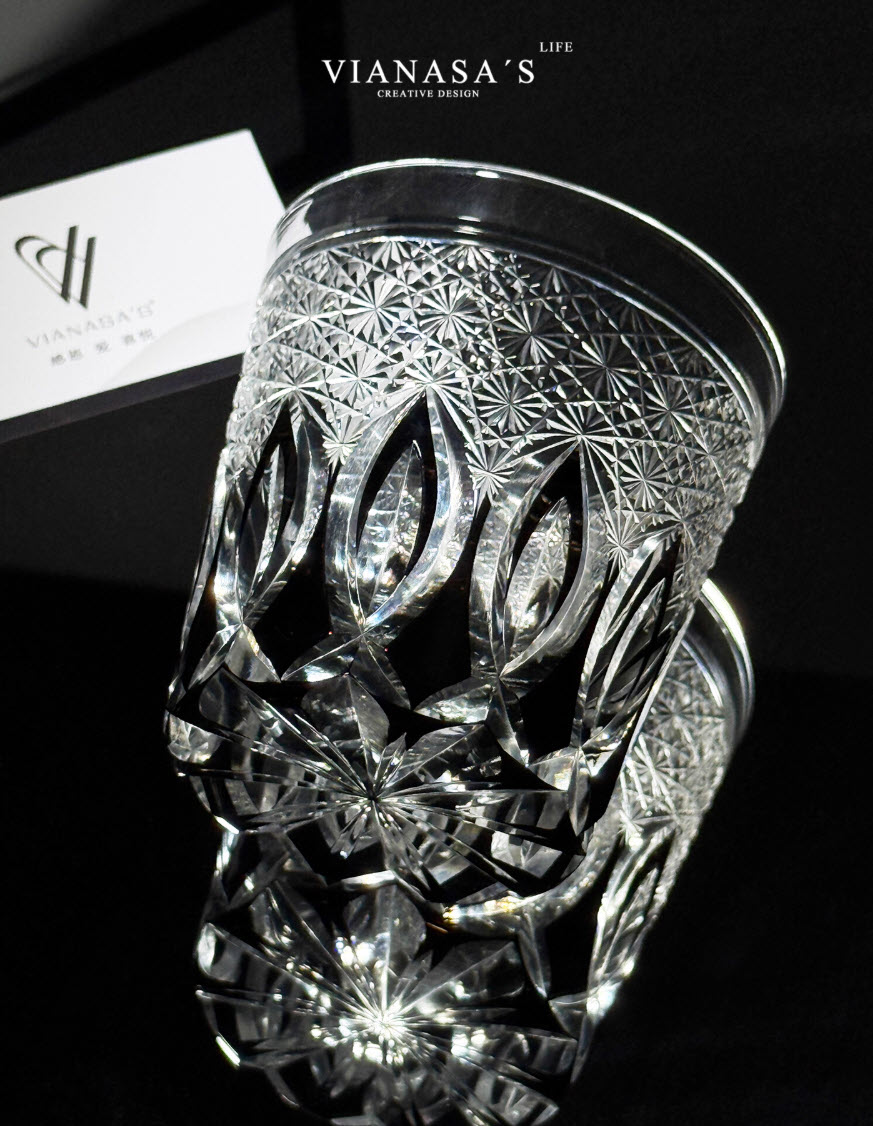 Ly wishky pha lê 330ml chế tác thủ công Edo Kiriko mẫu Black Dawn Vianasa VS12323