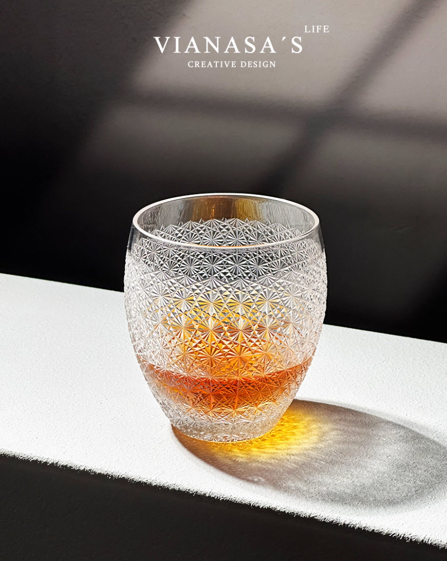 Ly wishky pha lê 300ml chế tác thủ công Edo Kiriko mẫu Starry Sky Vianasa VS5252