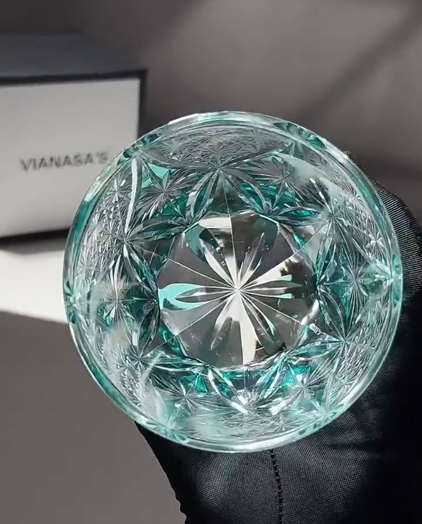 Ly wishky pha lê 330ml chế tác thủ công Edo Kiriko mẫu Ice Lola Vianasa VS32424