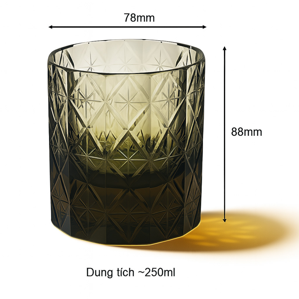 Ly wishky pha lê K9 mẫu Brilliant Galaxy 250ml chế tác thủ công Vianasa VS3434D