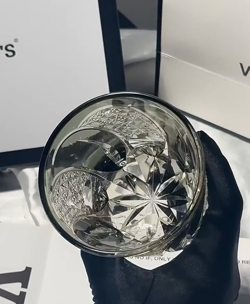 Ly wishky pha lê 330ml chế tác thủ công Edo Kiriko mẫu Moon Rainbow Vianasa VS396655