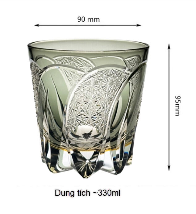 Ly wishky pha lê 330ml chế tác thủ công Edo Kiriko mẫu Moon Rainbow Vianasa VS396655