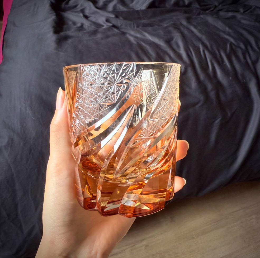 Ly wishky pha lê 280ml chế tác thủ công Edo Kiriko mẫu Wolfberry Vianasa VS3455