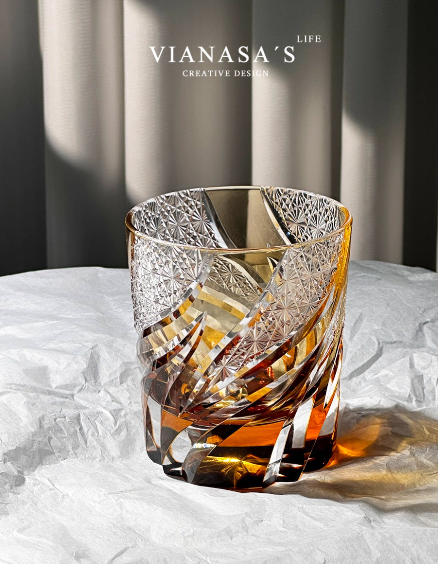 Ly wishky pha lê 280ml chế tác thủ công Edo Kiriko mẫu Wolfberry Vianasa VS3455