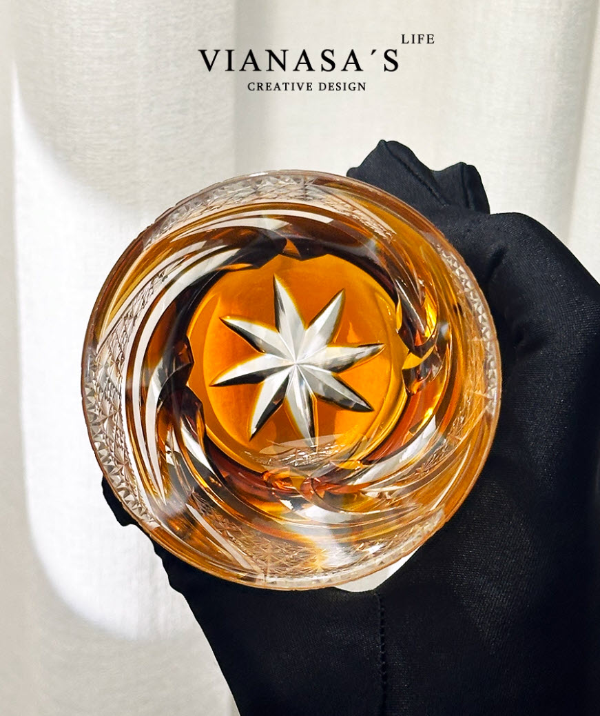 Ly wishky pha lê 280ml chế tác thủ công Edo Kiriko mẫu Wolfberry Vianasa VS3455