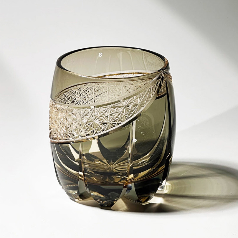 Ly wishky pha lê 330ml chế tác thủ công Edo Kiriko mẫu Raiko Vianasa VS4545