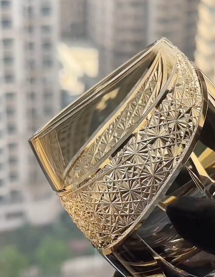 Ly wishky pha lê 330ml chế tác thủ công Edo Kiriko mẫu Raiko Vianasa VS4545