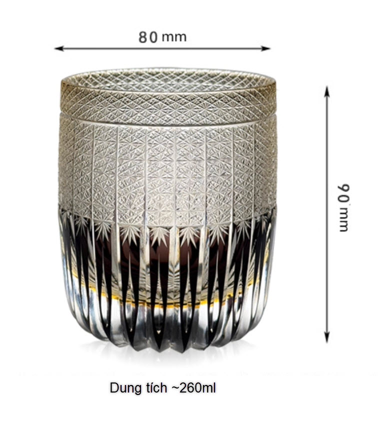 Ly wishky pha lê 260ml chế tác thủ công Edo Kiriko mẫu Blue Midnight Vianasa VS43434B