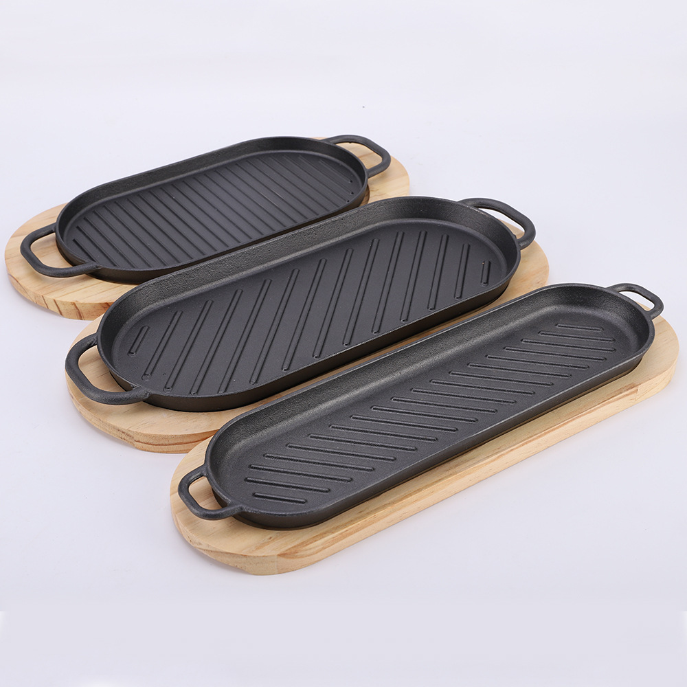Chảo gang nướng beefsteak đáy vân nổi trưng bày món ăn để bàn YCY CGCD03
